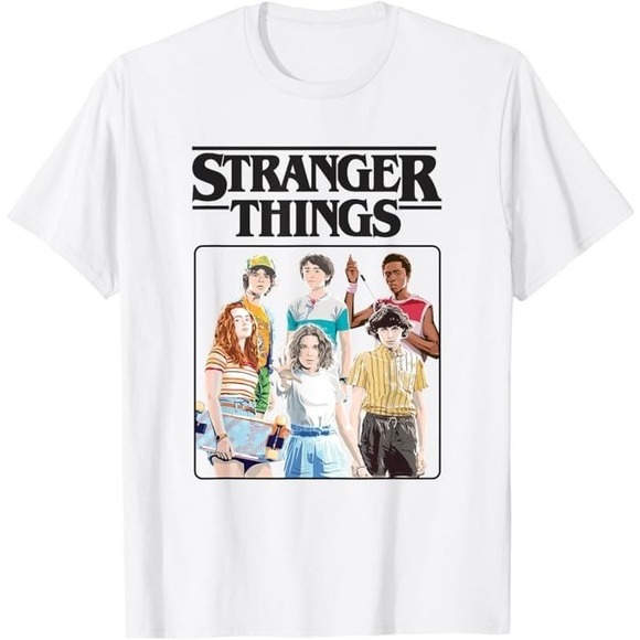Other - Stranger Things  Eighties Retro Group Shot Title Logo T-Shirt